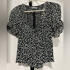 NWOT REFORMATION Delevan Top in Black White Pearls REFORMATION Blouse Fitted